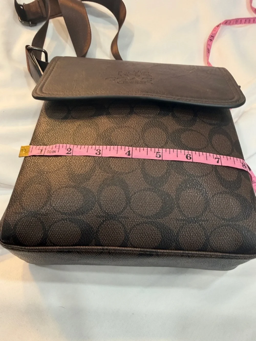 Brown Signature Messenger Crossbody‎ Bag